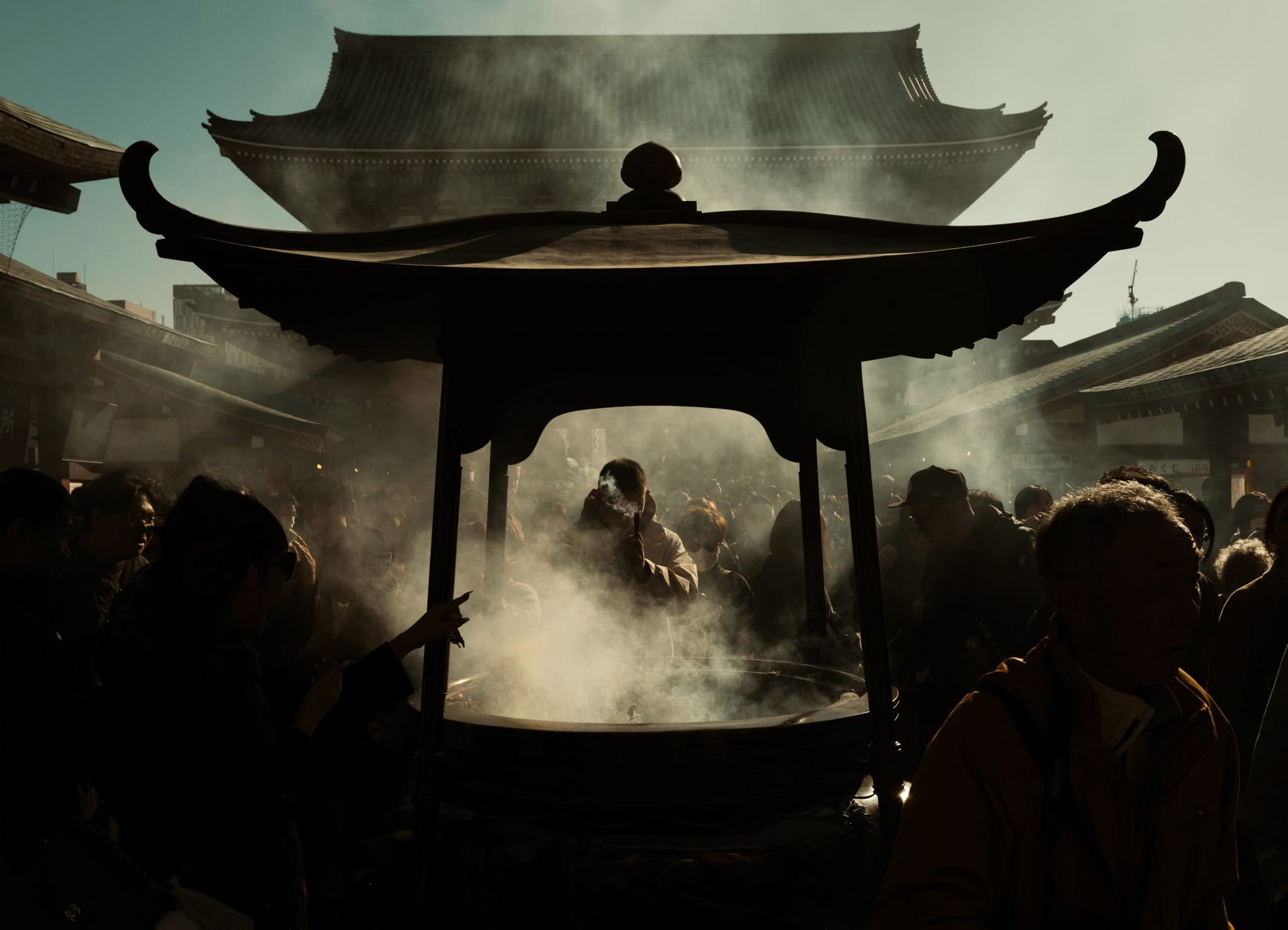 Prayers at Sensoji Shrine in Asakusa