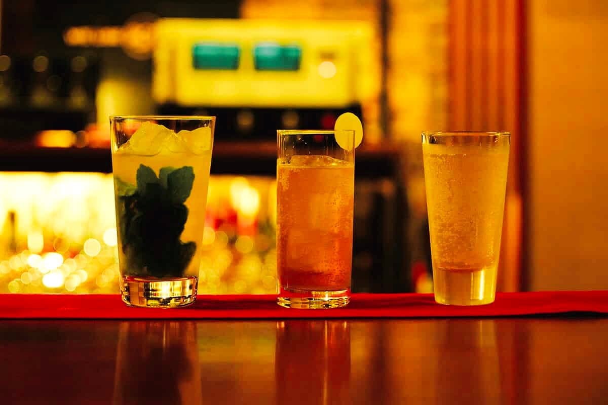 Three Cocktails Served up at a Retro Bar in Nakameguro